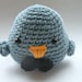 Big Blue Crochet Bird with BowTie