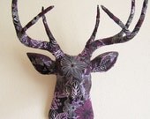 Violet Flowers Deer Head wall mount