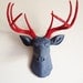 Charcoal & Red Deer Head Wall Mount