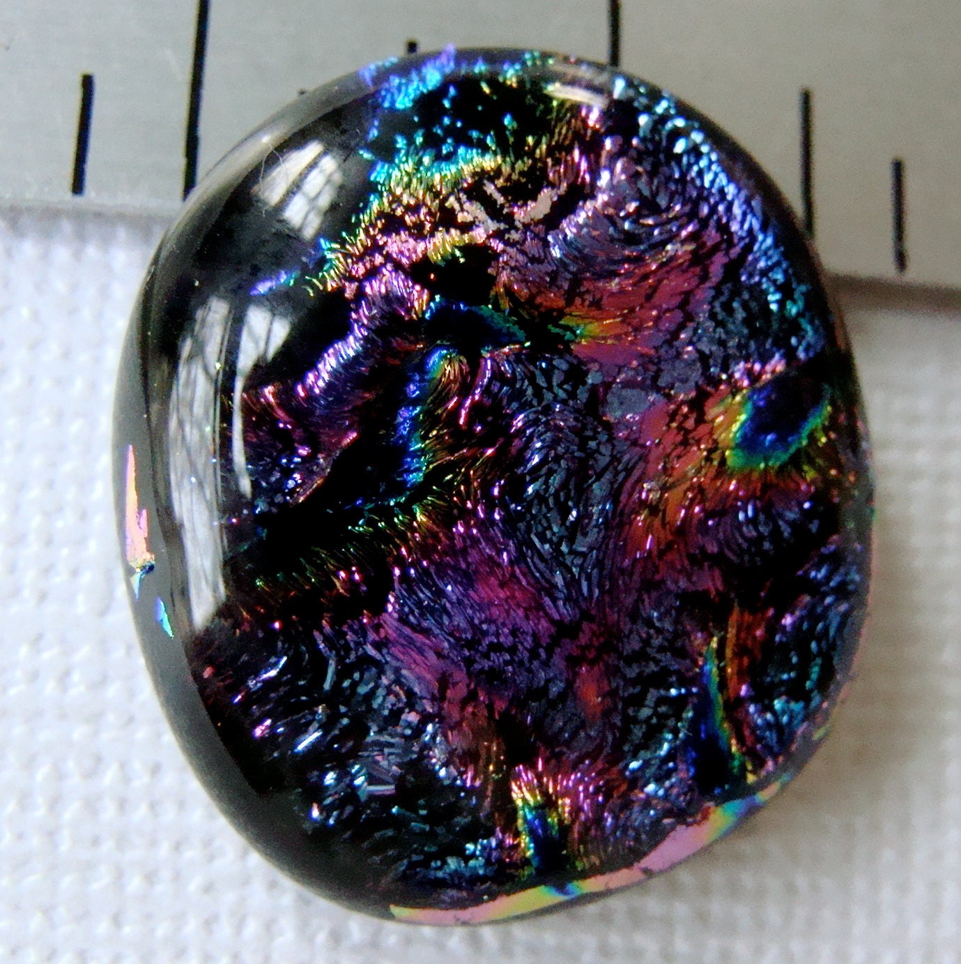 Fused Dichroic Glass Cabochon 25 X 22 mm by QuantuckBayGlass