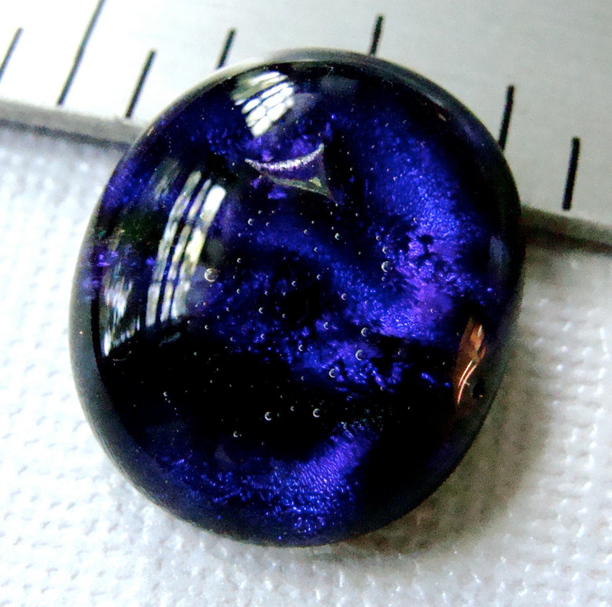 Fused Dichroic Glass Cabochon 20 X 17 mm Purple Gothic Handmade