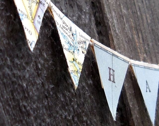 Personalized Mini Pennant Banner from Vintage Maps