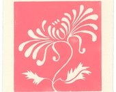 Chrysanthemum - linoleum block print