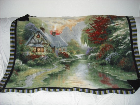 fleece thomas kinkade blanket by twocraftynanas on etsy fleece thomas kinkade blanket by twocraftynanas on etsy
