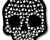 Skull Vespa Scooter Skeleton Vinyl Bumper Sticker