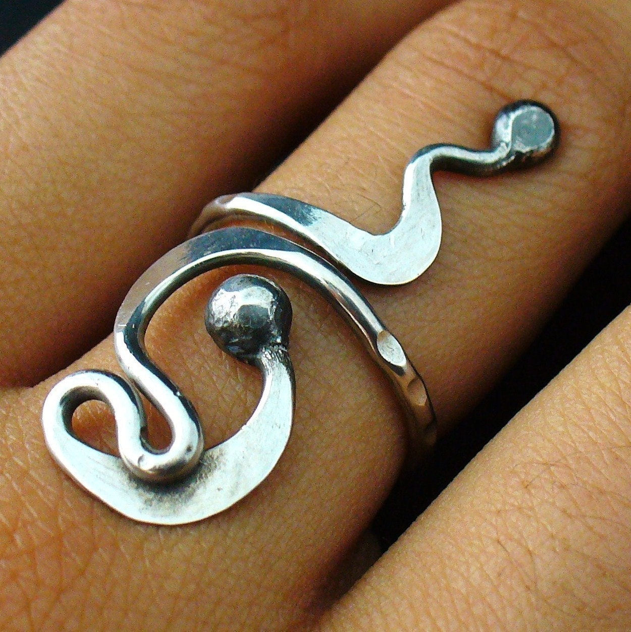 Oxidized Sterling Silver Adjustable Rustic Twisted Wire Ring Size 5 to 11