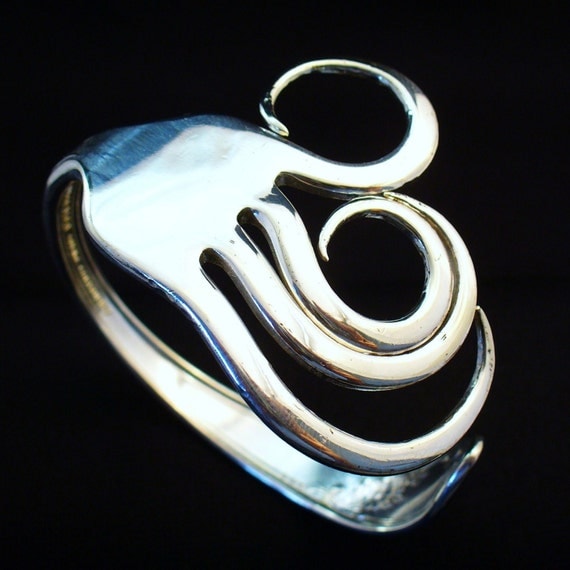 Fork Cuff  Bracelet Made from an Antique Silver Fork FREE SHIPPING