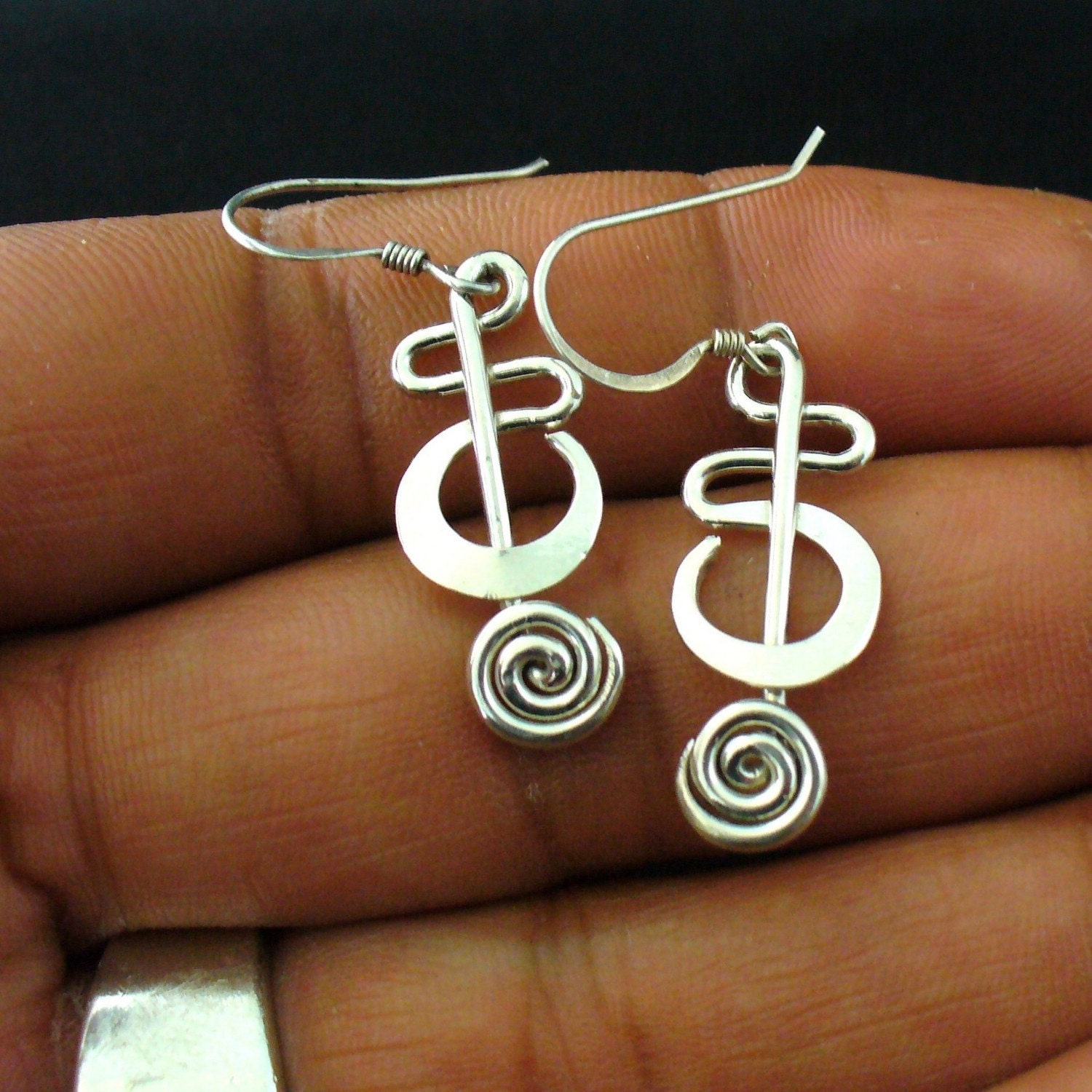 Handmade Sterling Silver Twisted Wire Earrings