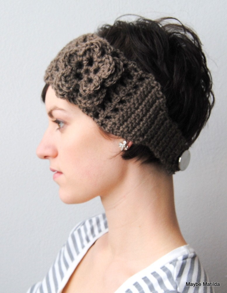 PDF Pattern for Crochet Earwarmer Headwrap and Flower with Permission to Sell What You Make