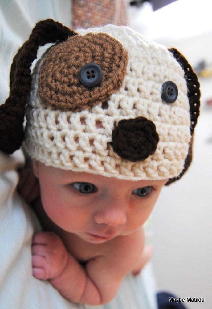 PDF Pattern for Baby and Child Puppy Dog Crochet Hat with Permission to Sell What You Make