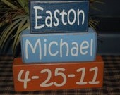 BABY BIRTH Announcement PERSONALIZED Name Girls Boys Kids Children Cowboy Wood Sign Blocks Primitive Country Rustic