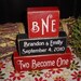 Wedding Marriage Happily Ever After Two Become One PERSONALIZED Names Initials Monogram Date Wood Sign Blocks Primitive Country Rustic