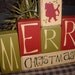 MERRY CHRISTMAS Santa Tree Wood Sign Shelf Blocks Primitive Country Rustic Holiday Seasonal Home Decor Gift