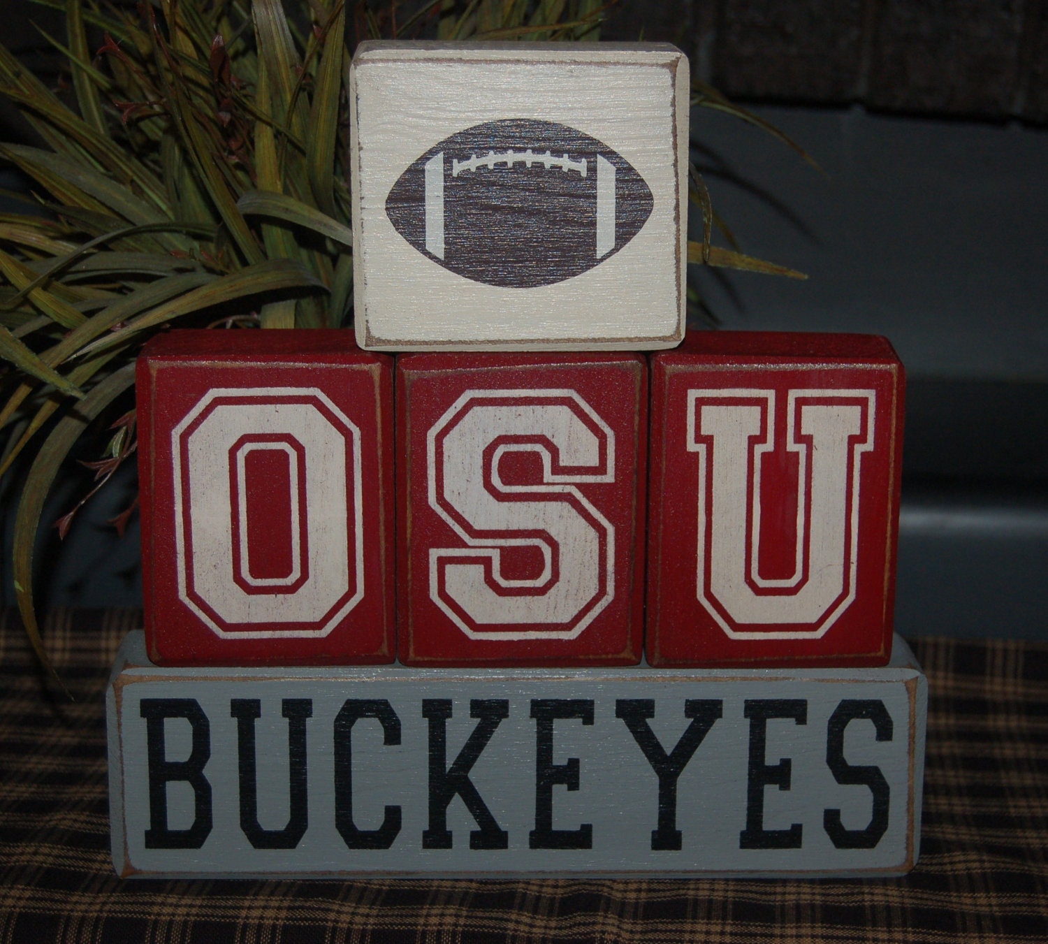 OSU Buckeyes UGA Get Em Dawgs School Pro Sports Team University College Wood Letter Shelf Sign Blocks Primitive Country Rustic Home Decor