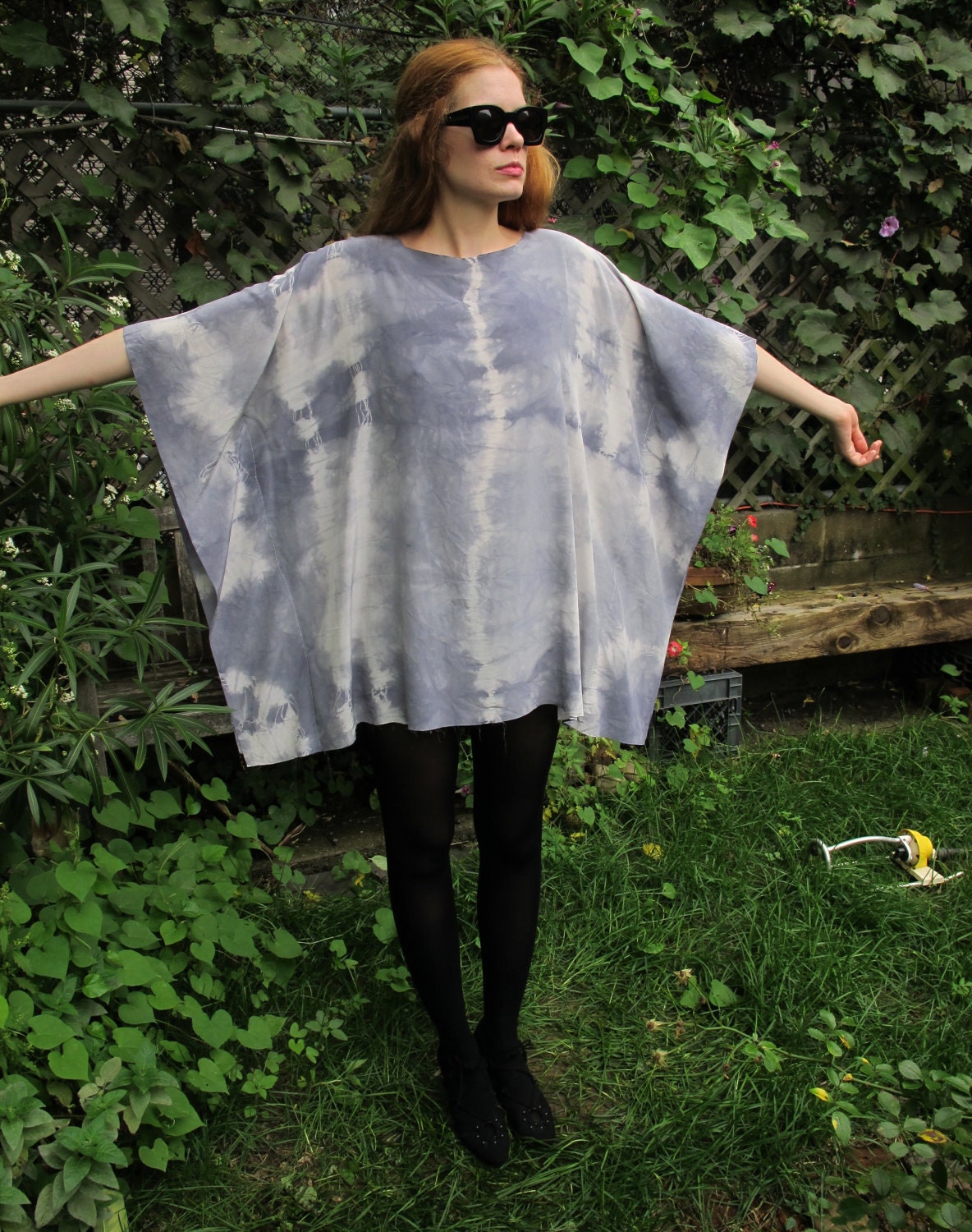 Natural Tie Dye Spine Caftan Tunic Dress