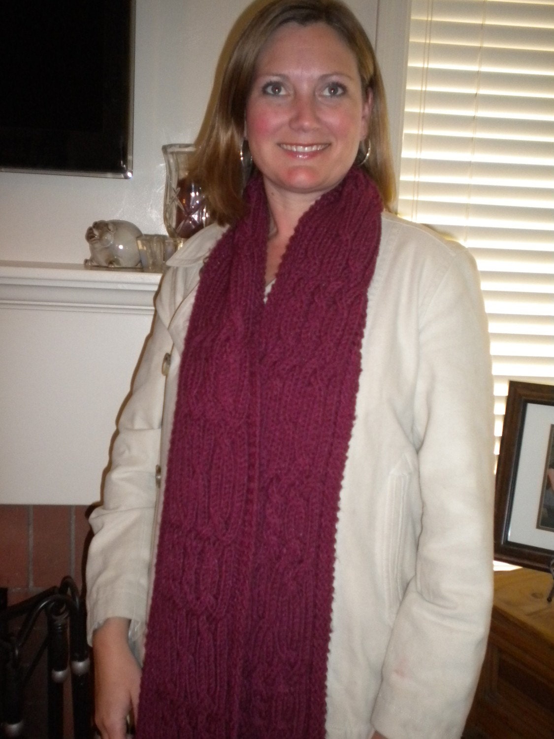 Cable Knit Mauve Scarf