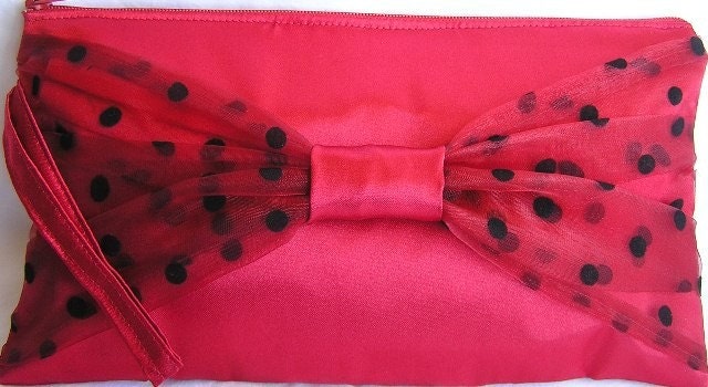 Red satin bowtie clutch