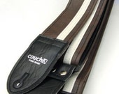 Brown and White Racer X Guitar Strap - Vegan USA