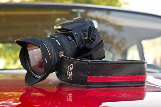 Black and Red Racer X camera strap - Vegan - Upcycled Guitar Straps