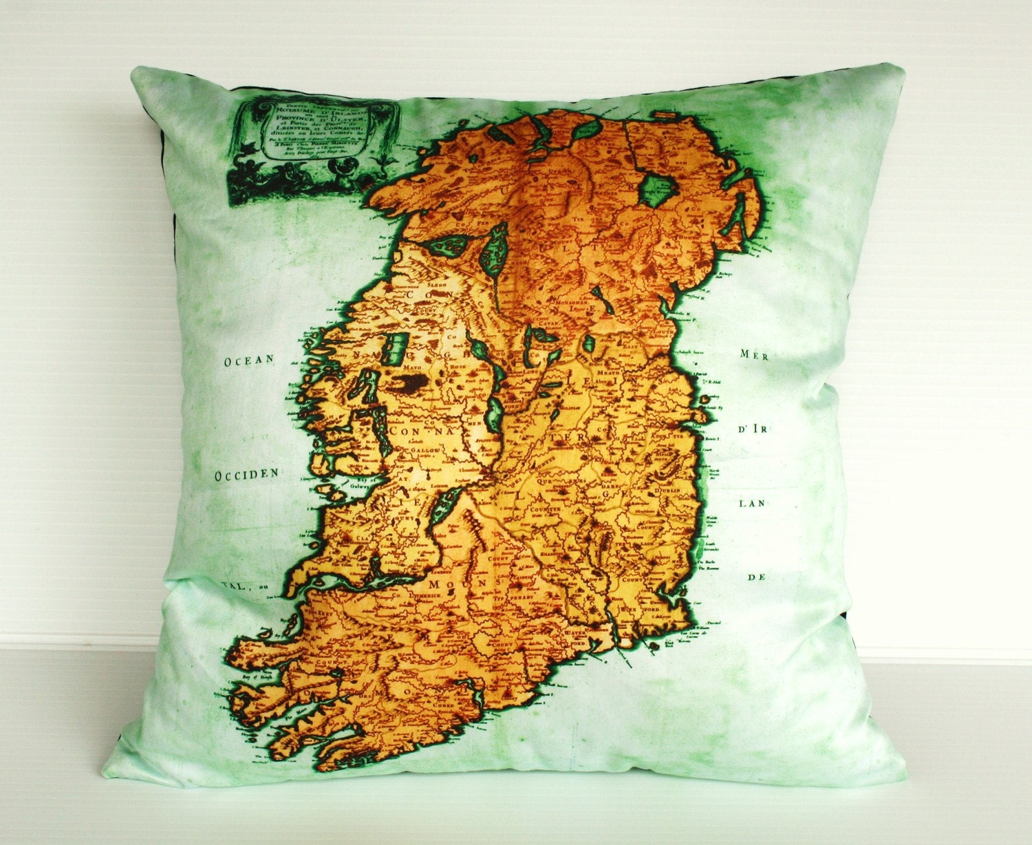 decorative pillow IRELAND Organic cotton cushion cover, map cushion, pillow, 16 inch pillow throw pillow