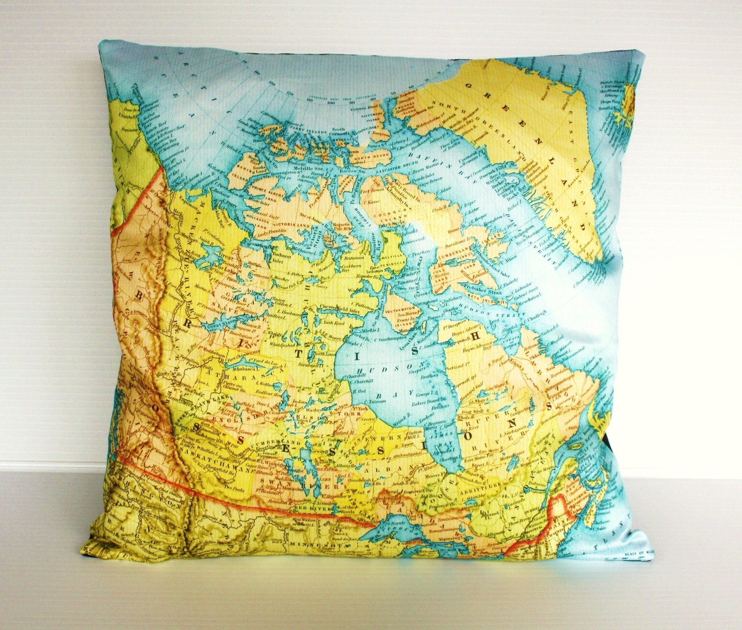 pillow cover, map cushion CANADA organic cotton cushion, map pillow, 16 inch pillow,16x16inch 40cm cushion cover