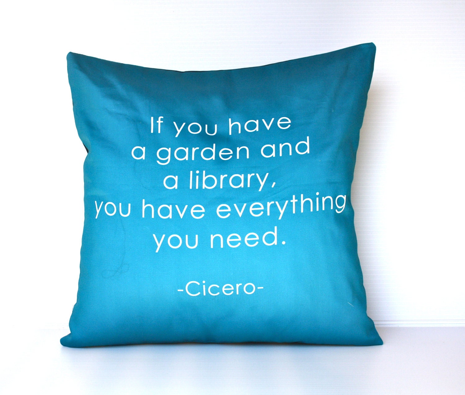 CICERO- If you have a garden and a library... in blue, Organic cotton cushion with cicero quotation, cushion, pillow