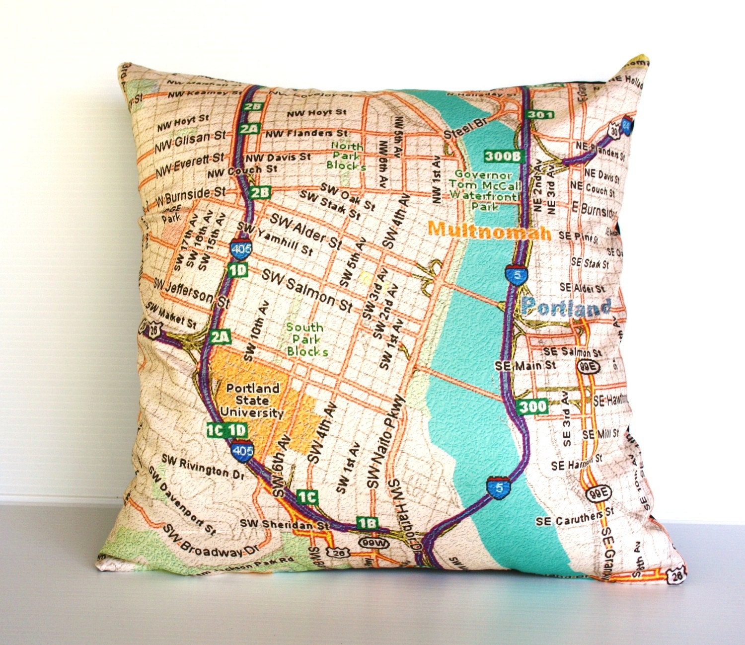 Cushion cover pillow map cushion PORTLAND map pillow, Organic cotton pillow cover, throw cushion 16x16inch 40cmx40cm