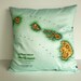 Pillow cover, map cushion, pillow, eco friendly Organic cotton vintage map of Hawaii, 16 inch pillow 41cm