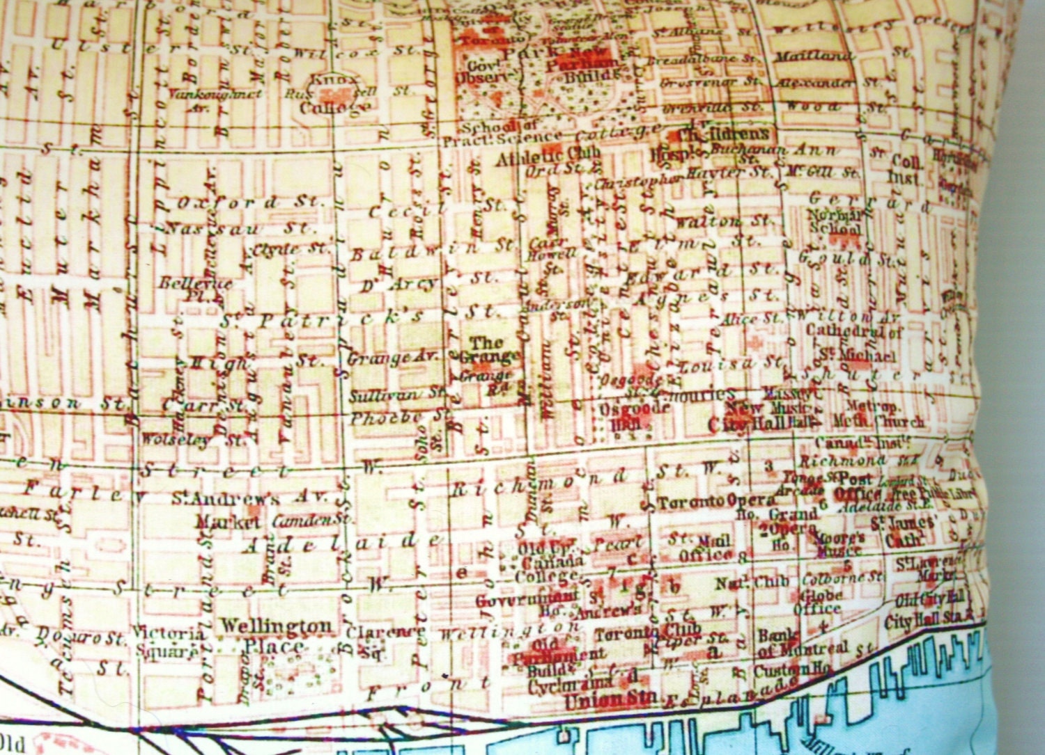 throw pillow, cushion cover, map pillow, TORONTO,map pillow organiccotton 16x16 inch , 40cm pillow