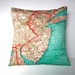 Decorative throw pillow NEW JERSEY map cushion Organic cotton, pillow cover, cushion, 16 x16inch 40cm