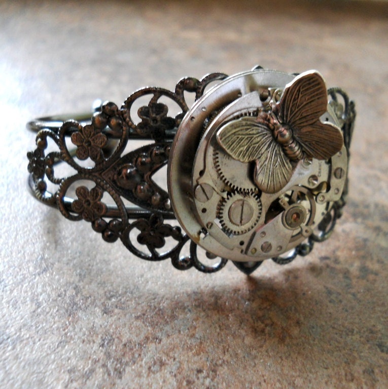 Steampunk Victoriana Butterfly Filigree Bracelet EXCLUSIVE DESIGN Only by Enchanted Lockets