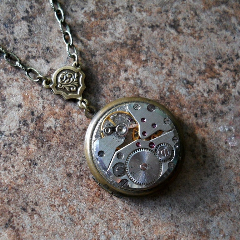 Steampunk Splendor Vintage DOUBLE SIDED Enchanted Locket Necklace Exclusive Design Only by Enchanted Lockets