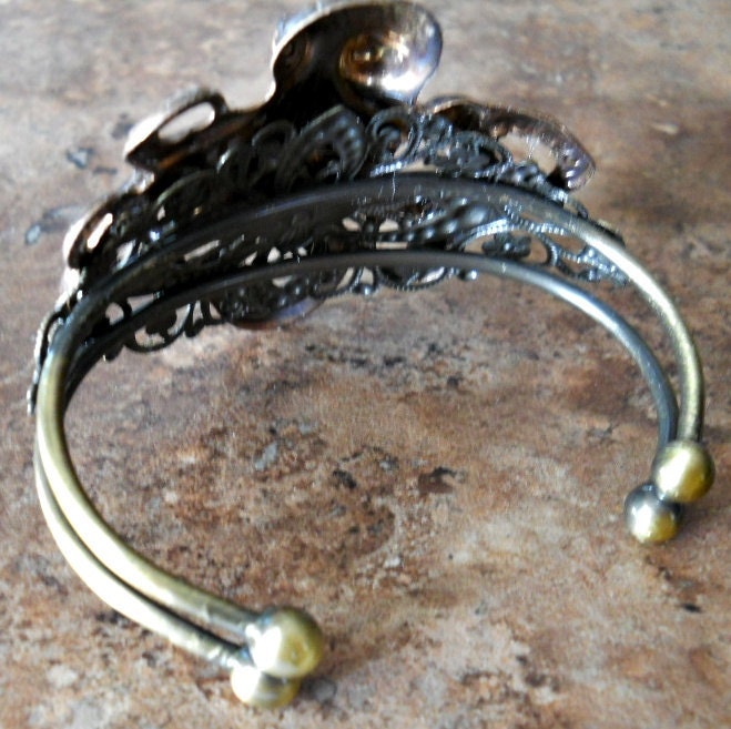 Steampunk Antiqued Brass Octopus Cuff Bracelet Exclusive Design