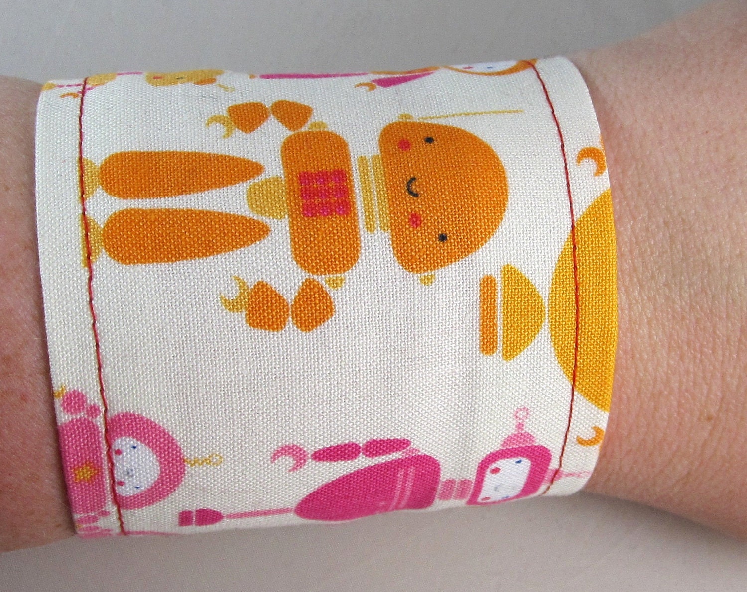 Pink and Orange Robot Geeky Wrist Cuff