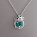 Personalized Jewelry Turquoise Nest Silver Necklace, 2 Initials and Two Eggs, Perfect Gift for Mom