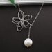 Sterling Silver Jewelry - "Garden Moon" Flower & Coin Pearl Necklace - bridal jewelry, birthday, anniversary, mother, best friend gift
