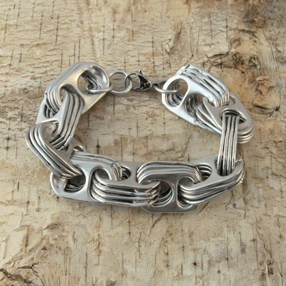 upcycled can tab bracelet - crosslink - wirst size 6 3/4 inch