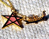 Viking and North Star Pendant Necklace (24K Gold-Plated) - Lucky Charm for Travelers