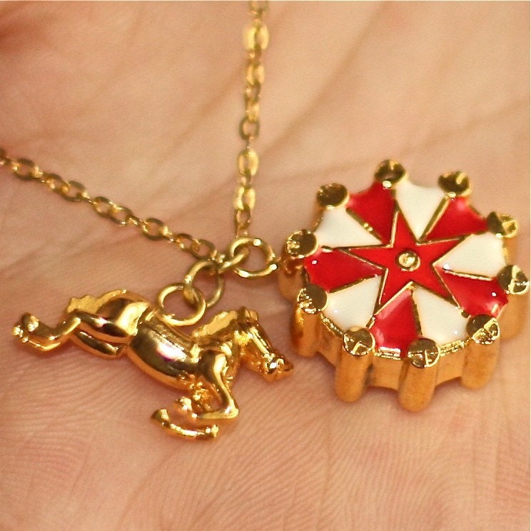 Pony and Ferris Wheel Pendant with Necklace