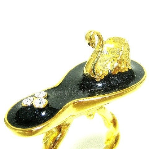 Black Swan Ring 24K Gold-plated