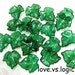40 Acrylic Leaf Beads Charms.Icy Dark Green Tone
