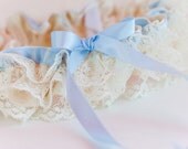 Wedding Garter Set - Pretty Ivory Lace and Something Blue Bridal Garter - Style 266