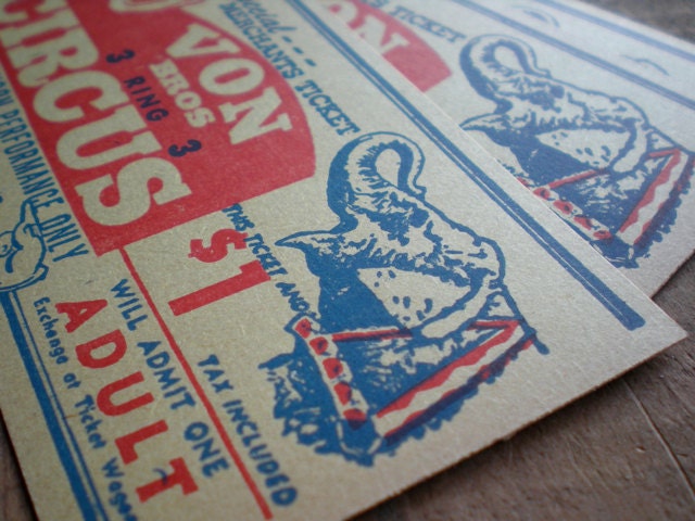 LAST ONE 3pc Vintage Circus Carnvial Tickets Ephemera
