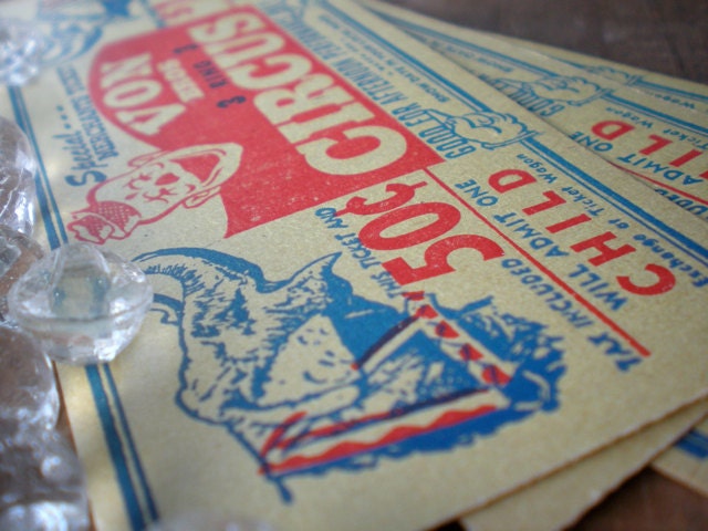 LAST ONE 3pc Vintage Circus Carnvial Tickets Ephemera