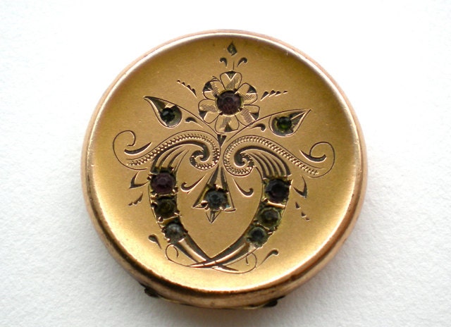 SALE Antique Flower Locket Edwardian Stones