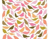 8x10 Pink Birds Pattern Print