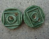 Shiny Stamped Green Buttons