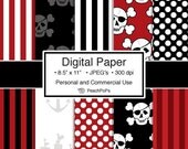 digital paper - Salty Sea Pirates - 10 Digital Papers - 8.5 x 11 JPEG - Personal Commercial Use