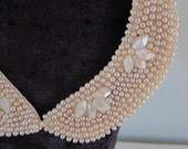 Vintage 1950s Pearl Collar Choker Necklace Lined in Satin