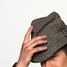 Vintage Houndstooth Men's Fedora Hat in Detective or Grandpa Style